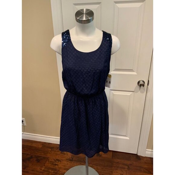 Lilly Pulitzer "Calissi" Navy Blue Polka Dot Dress W/Sequin Straps, Size XS - Picture 1 of 8